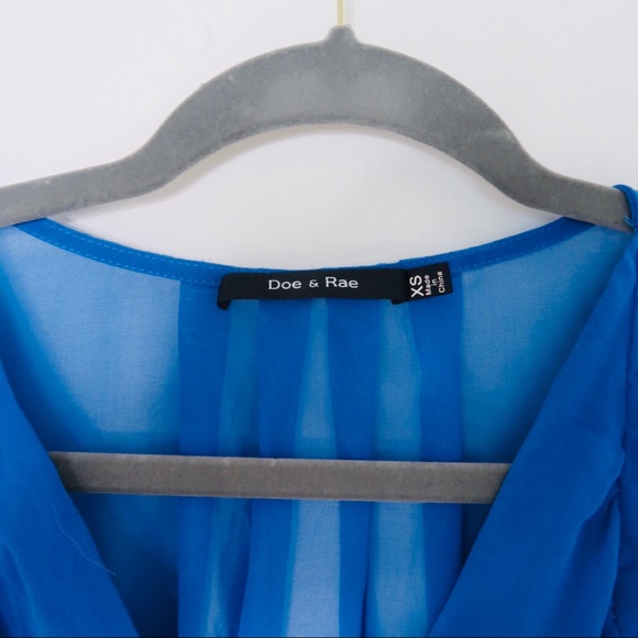 Doe&Rae Deep Blue Sheer Romper - Picture 2 of 5